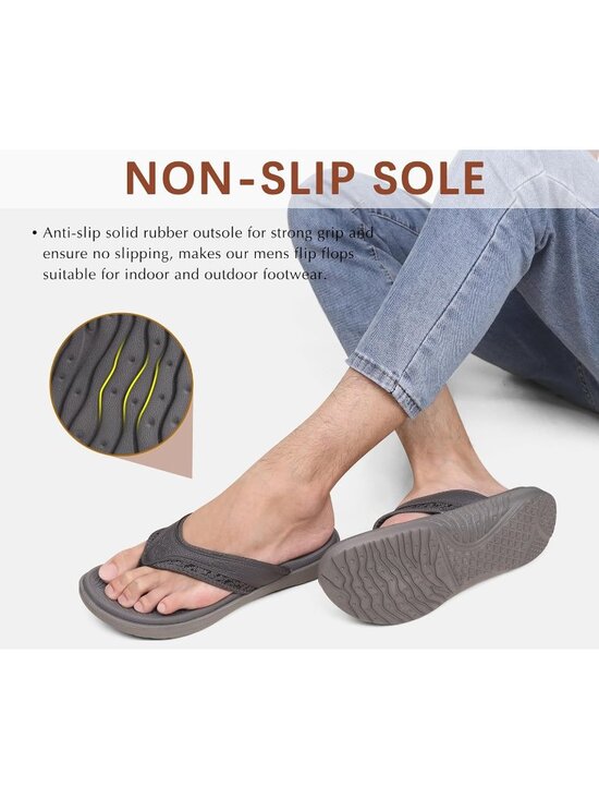 Men\'s All Grey Sport Flip Flops Comfort Orthotic Thong Sandals Arch Support main image 5